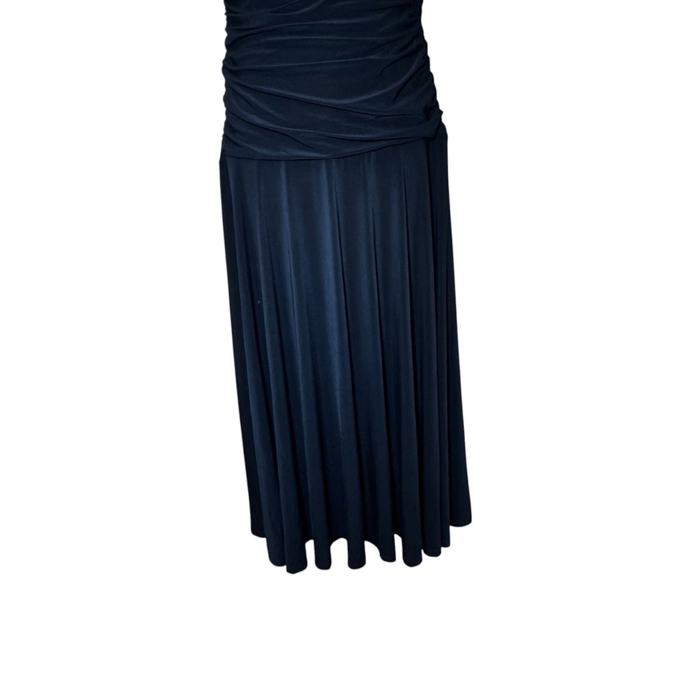 ASTR The Label Melisandre Navy Midi Dress Ruched Sleeveless Elegant Size M - Picture 5 of 12